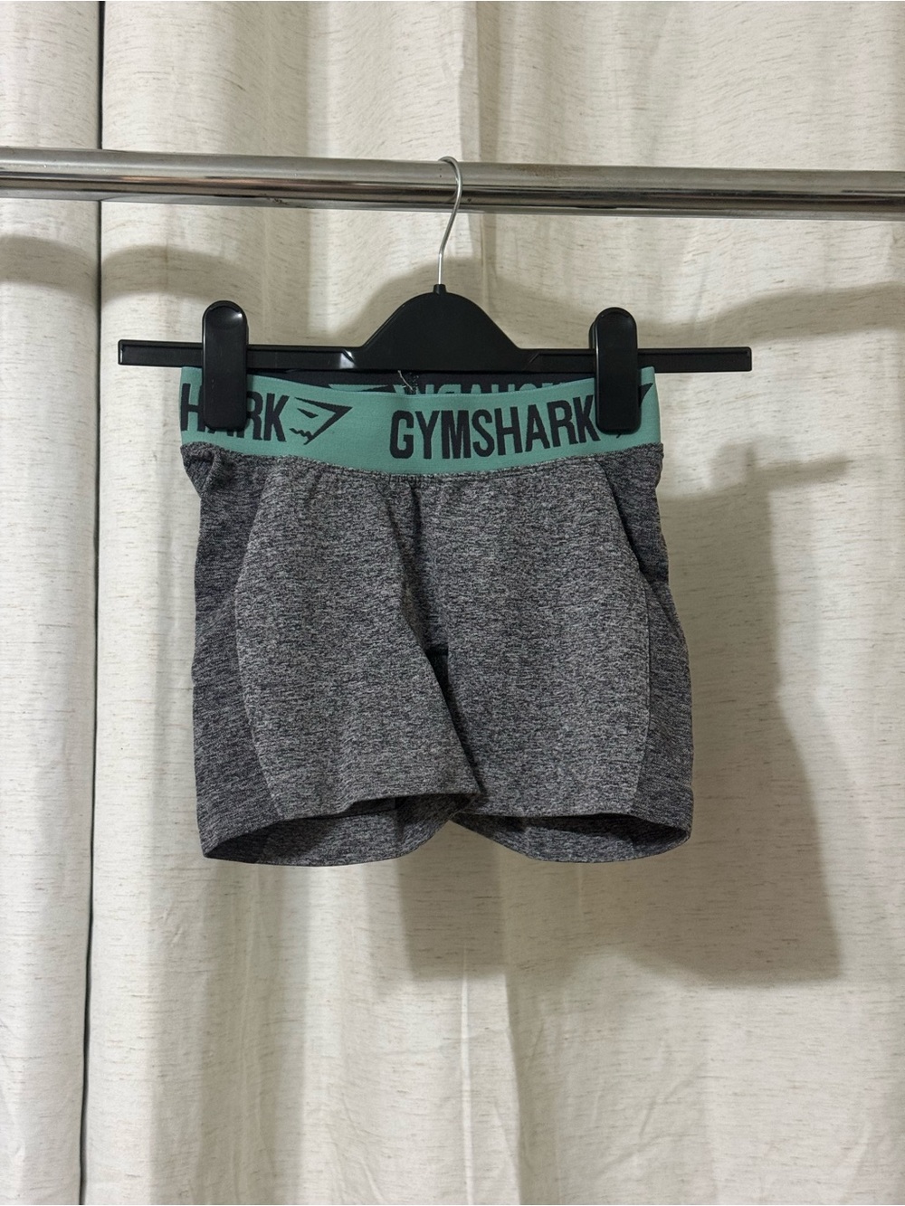 Gymshark Heather Gray Athletic Shorts with Teal Waistband